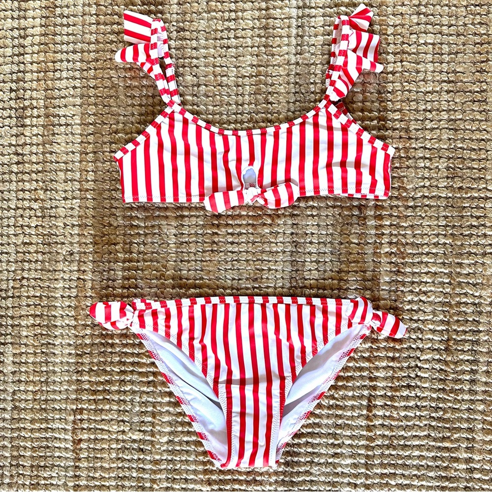 Mayoral red and white stripe bikini for girls